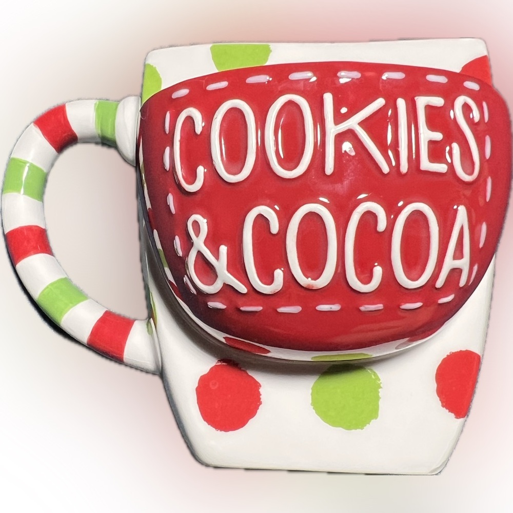 Festive Red and Green Cookies & Cocoa Mug